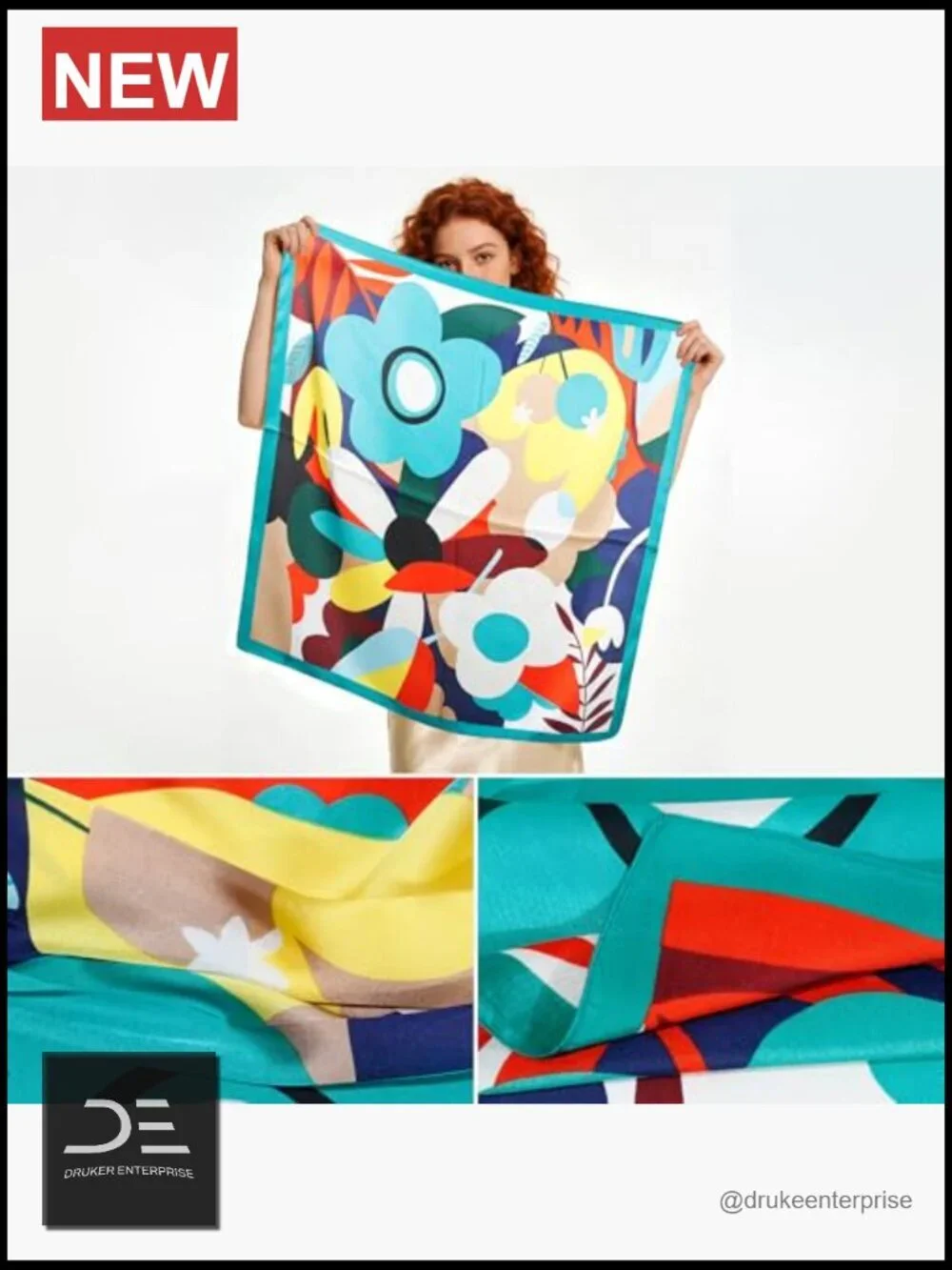 4 Pack Silk Like Square Scarves for Women Hair Neck Bag Accessory Lightweight